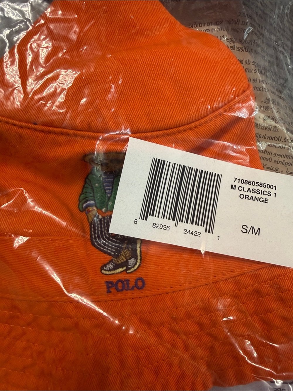 Polo by Ralph Lauren Orange Adult Bucket Hat with Bear - Picture 4 of 4